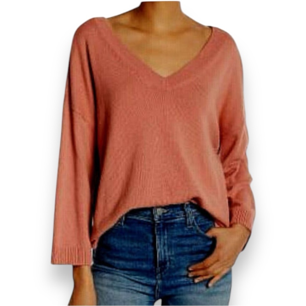 MADEWELL Salmon Double V‎ Pullover Long Sleeve Sweater Medium | EUC
